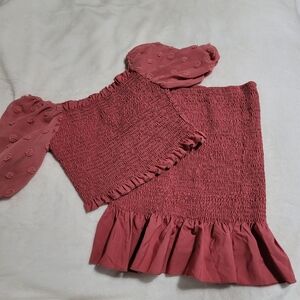 Pink Smocked Two-Piece Set Sz 6‎ Skirt Top